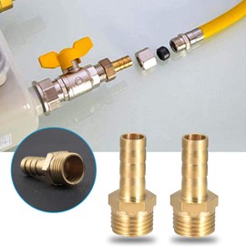 SING F LTD 2 Pcs 5/16inch/8mm Brass Barbed Hose Fitting Coupler Connector with 1/4 Inch Male BSP Thread Pipe Nipple Fitting for Air Water Fuel Oil Gas