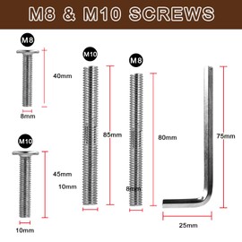 ChengFu Cat Scratching Post Replacement M10 Screws，M10 and M8 Screws for Cat Scratching Post with Allen Wrench 4PCS Threaded Bolt and 4PCS Screws, Not Include Cat Scratching Post