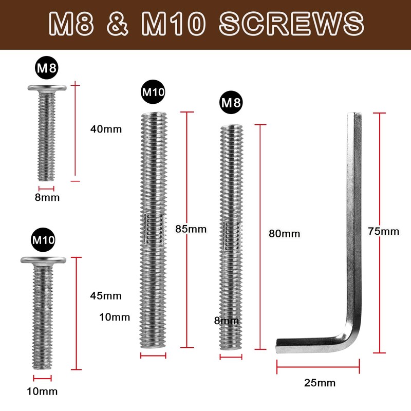 ChengFu Cat Scratching Post Replacement M10 Screws，M10 and M8 Screws