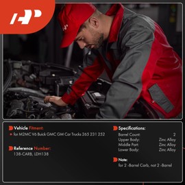 A-Premium 2 Barrel - 138 Rochester Type - Carburetor Compatible with M2MC V6 Buick GMC GM Car Trucks 265 231 252, Mechanical Choke, Replace# LDH138, 138-CARB