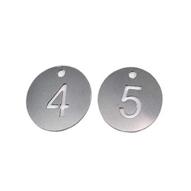 Diameter 1.18 Inches Bigger Hollowed Stainless Steel Number Tags Key Tags with Rings (1-25)