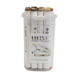 NUVO Alcohol Marker Pen Collection - Earth Tones - Set of 12 Dual-Tip Markers