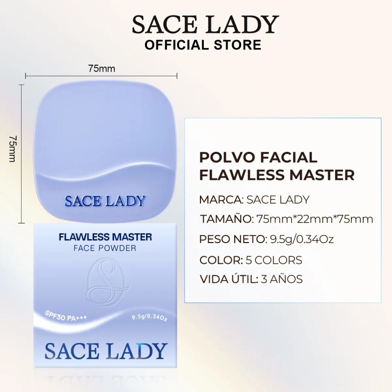 Sacelady Base De Maquillaje Polvo Compacto Fijador Matte Spf C