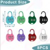 Pack of 8 Mini Padlock, Combination Lock, 3 Digit Resettable,