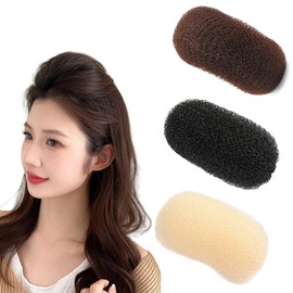 3 Pcs Bump It Up Volume Hair Base Hair Padding Tool Volume Hairs Bump Up Clip for Women Girls DIY Hairstyles (Black Brown White)
