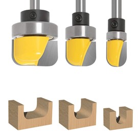 Saipor 3pcs 1/4 Inch Shank Bowl and Tray Template Router Bit Set with Ball Bearing Dish Carving Router Bits Woodworking Milling Cutter Tool for Slotting, Arc Digging and Trimming