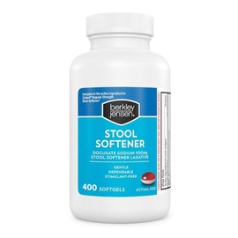 berkley jensen Stool Softener Laxative, Docusate Sodium 100 mg, Stimulant-Free Gentle Dependable Constipation Relief - Helps Promote Regular Bowel Movements, 400 Softgels (Pack of 1)