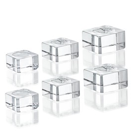 ZEERSHEE - Paquete de 6 bases cuadradas de vidrio para bolas láser 3D, 6 piezas de soportes de vidrio para cristales de resina acrílica para decoración del hogar (1.3 pulgadas/1.1 pulgadas/0.9