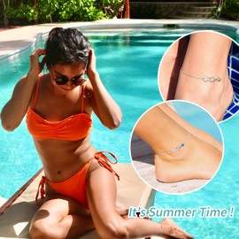 ChicSilver 925 Silver Infinity Anklet for Women Girls Anklet with 12 Birthstone Summer Beach Anklet with Gift Box for Girlfriend Wife Daughter, Stone