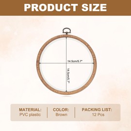 PATIKIL 12 Pieces 5.7" Embroidery Hoops Frame Imitated Wood Circle Cross Stitch Hoop Ring for Embroidery Art Craft Handy Sewing Decoration