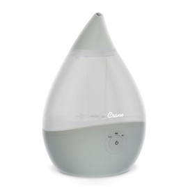 Crane Teardrop Ultrasonic Cool Mist Baby Humidifier for Nursery, Essential Oil Diffuser, Adjustable Settings, Auto Shut-Off, Grey, 0.5 Gallon