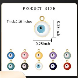 MESARCH 80Pcs/160Pcs Gold Evil Eye Beads Charms Alloy Enamel Turkish Eye Pendant Bulk for Diy Mexican Bracelet Necklace Earring Jewelry Making (10 Colors-1)