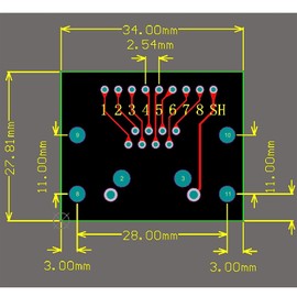 Penglins 5-Pack RJ45 Horizontal Socket Connector Breakout Board with Pin Headers Network Port Adapter