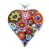 GlassOfVenice Murano Glass Color Splash Millefiori Heart Pendant