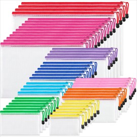 JARLINK 48 Pack 8 Sizes Mesh Pouch, 9 Colors, Waterproof Zipper File Bags Document Multipurpose Travel Bags for Office, School, Board Game, Puzzles, Cosmetics, Travel Accessories, and Home Organize
