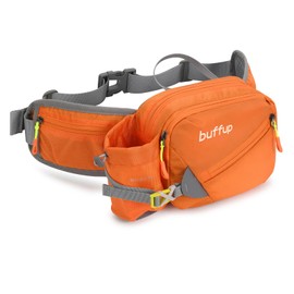 buffup® Bum Bag with Bottle Holder, Hip Bag Sport for Outdoor Dog Training Cycling Hiking Running Belt Bag Women Men Large (Orange)