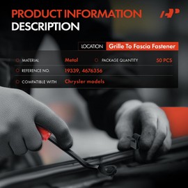 A-Premium - 50 clips de sujeción de rejilla de metal a fascia compatibles con Chrysler Town & Country 1996-1997, 300M 1999-2004, Concorde 1998-2001, Grand Voyager 2000, LHS 1999-2001, Voyager 2000