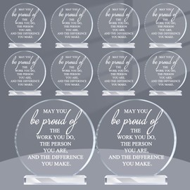 Bucherry 10 Pcs Employee Appreciation Awards for Coworker Acrylic Thank You Trophy May You Be Proud of The Work You Do Sign Prizes Retirement Goodbye Farewell Gift for Women Men(Round)