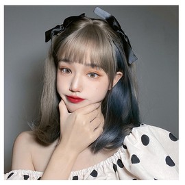 Eileen Gray Blue Wig, Natural Fluffy Feel, Women’s Wig, Straight, Small Face Effect, Net Included