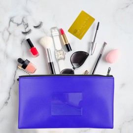 Pack of 4 Faux Leather Wallet, Bank Bag, Bank Folder, Money Folder with Zip and Window, 27 x 15 cm, for School, Household, Business (4 Colours)