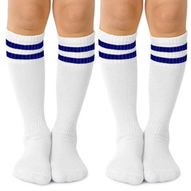 2 Pairs Kids Soccer Socks Athletic Sports Team Knee High Socks for Youth Boys Girls