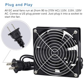 GDSTIME EC Cooling Fan 120mm x 120mm x 25mm AC 110V 115V 120V 220V 240V