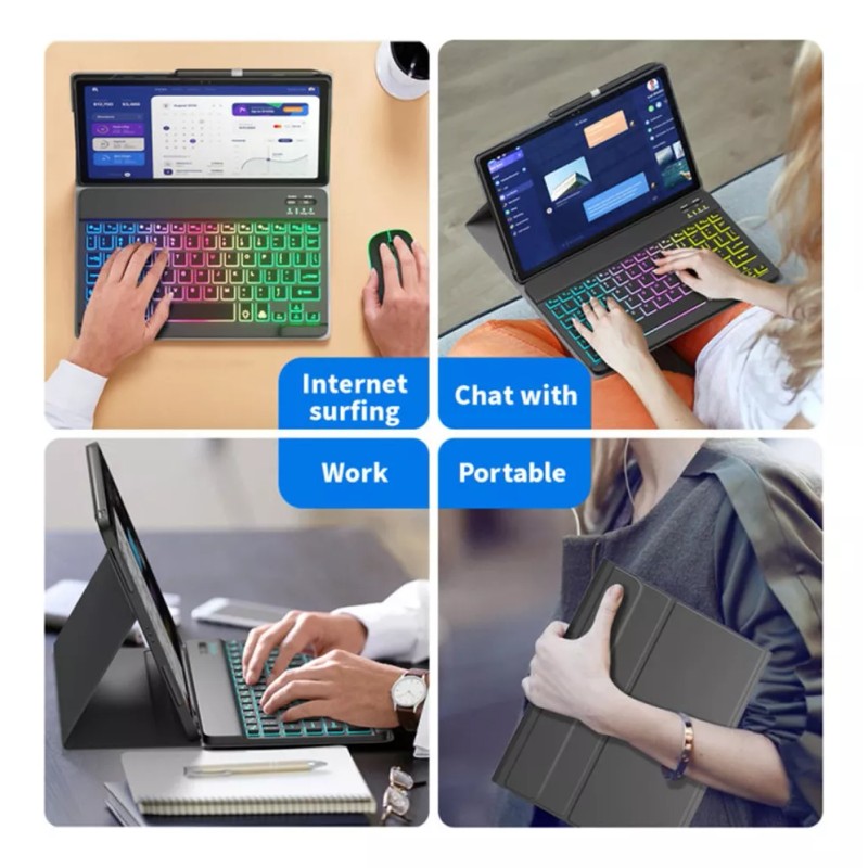 Generic Funda+teclado+ratón Para Galaxy Tab S7 Fe 12.4 T735/t730