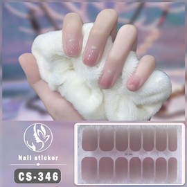 Gel Nail Seals, Gradient, For Hands, 28 Pieces, With Manicure Membrane, Just Stick, Nail Design, Nail Art, Nail Wrap, Nail Jewelry, Popular, Cute, For Beginners (Gradient Cherry Blossom Color)