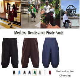 BLESSUME Retro Colonial Pants Renaissance Mens Knicker Pants Breeches Brown