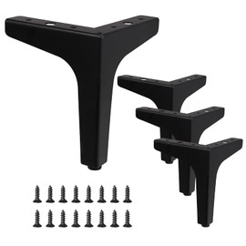 CANCYCC Pack of 4 Furniture Feet, Black, 13 cm Furniture Feet, Metal with Screws, Maximum Load 800 kg, TV Lowboard Furniture Feet, Cabinet Feet, Table Legs, for Sofa, Coffee Tables, Cabinets, TV