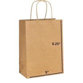JET PAPER BAGS 750 Pack 5x3x8.25 Inch Small Paper Gift Bags with Handles Bulk, Brown Kraft Paper Bags for Grocery Shopping Retail, Birthday Party Favors Wedding