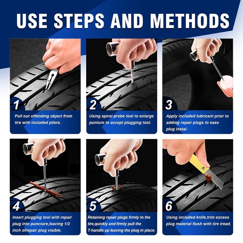 24Pcs Tire Repair Kit Heavy Duty Tire Plug Kit Universal