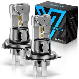 rimthin H4/9003 Fog Light Bulbs, 32,000LM Super Bright 1:1 Mini Size, 6000K Cool White Bulbs with Cooling Fan, Plug and Play, Pack of 2