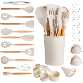 VEVOR Kitchen Cooking Utensils Set, 34 PCS Silicone Spatula Set with Holder