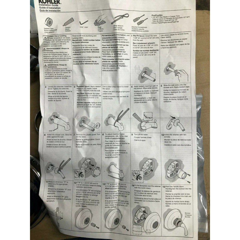 KOHLER Forte TLS10275-4A-CP shower set bathroom fixture NO HEAD Polished