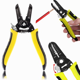 1 PCS Wire Stripper and Cutter, 7-Inch Wire Cutters Cable Stripper 3-in-1 Wire Stripper Tool Wire Crimping Tool with 10-22 AWG Terminal Crimper for Industrial,Home Appliance Maintenance,Manual Labor
