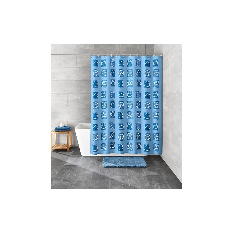 Kleine Wolke Shower Curtain with Sealife Motif 180 x 200