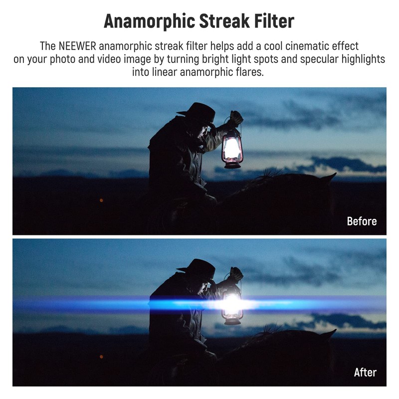 Neewer 62mm Blue Streak Filter, HD Optical Glass 360° Rotatable