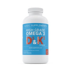 Nordic Supplements Omega 3 Fish Oil 1000mg with Vitamin D 4000iu and K2 100ug - 365 Capsules