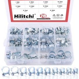 Hilitchi 78-Pcs Mini Fuel Injection Line Style Hose Clamps Assortment Kit - 10 Kinds of Size