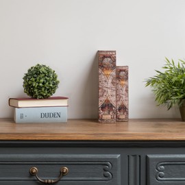 Moritz Book Cover Set World Map - 2-Piece Secret Hiding Place in Antique Style - Decorative Book Box for Jewellery & Documents - Hidden Storage Box 27.2 x 18 x 7 cm and 21.2 x 13 x 5 cm