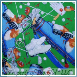 Unbranded BonEful FABRIC FQ Cotton Quilt Green Golf Accessories Game Glove Ball Sport Bag