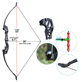 Recurve Bow and Arrow Set for Adults,53'' Takedown Hunting Bow 30lbs 40lbs Right Handed,Beginners Archery Set with Carbon Arrows Target Practice Kit (30lbs)
