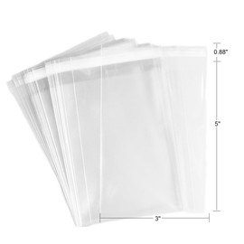 100 Pcs 3x5 2Mil Clear Flat Cello / 3"x5" Cellophane Bags Good for Candies, Cookies, Bakery Goods, Soap, Other Goodie Treats