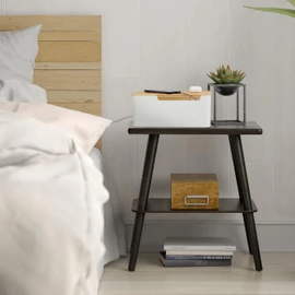 Relaxdays Cable Box for 2 Power Strips, Bamboo Lid, Plastic, H x W x D: 13 x 31 x 14 cm, Hide Cables, White/Natural