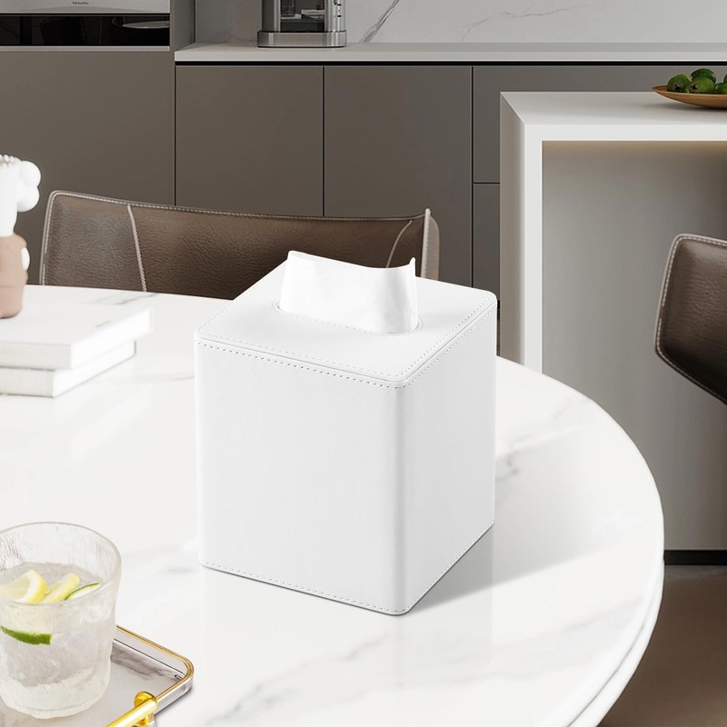 MEIBOOCH PU Leather Tissue Box Cover Square Tissue Box Holder