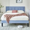 VECELO Full Size Bed Frame with Adjustable Headboard, Upholstered Button