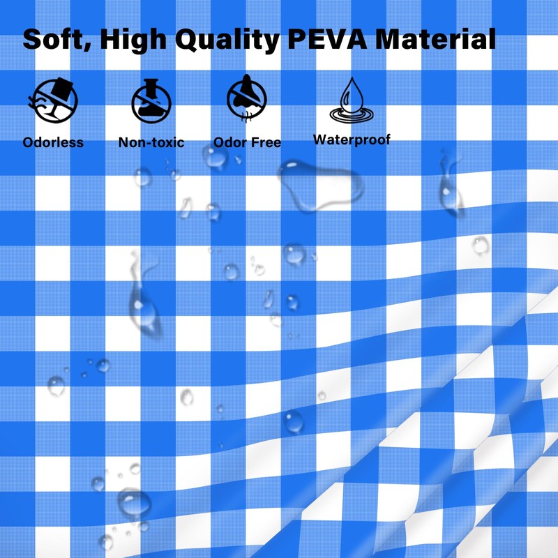 Blue and White Checkered Tablecloth, 2 Pcs 54 ×108 Inches