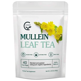 Mullein Leaf Tea Bags - Lungs Cleanse and Respiratory Support, Herbal Teas, Caffeine Free, 40 Tea Bags