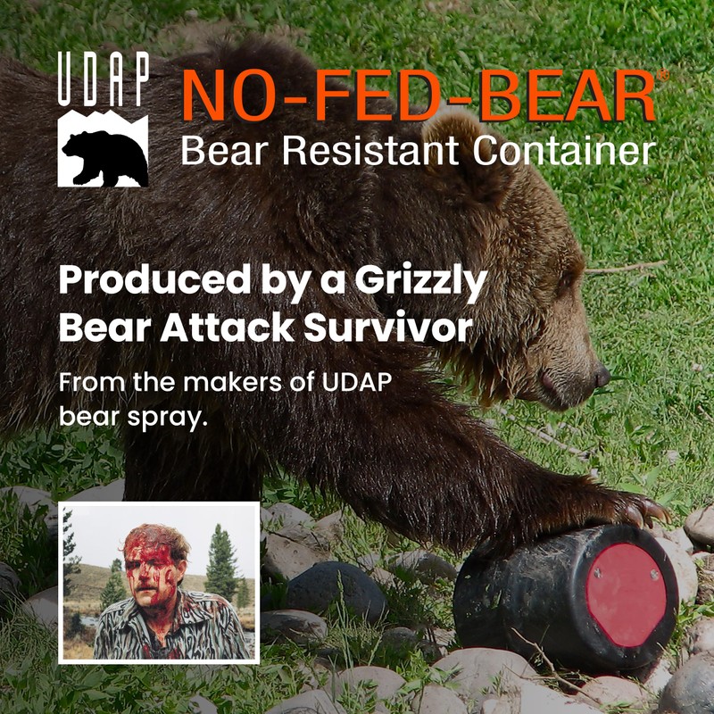 UDAP NO-FED-BEAR Bear Resistant Canister, Hiking Camping Backpacking Hunting Food